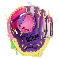Franklin Sports Meshtek Series 9.5-in. Right Hand Throw T-Ball Glove & Ball Set - Youth -Kohls shop 1922226 Green Pink Purple