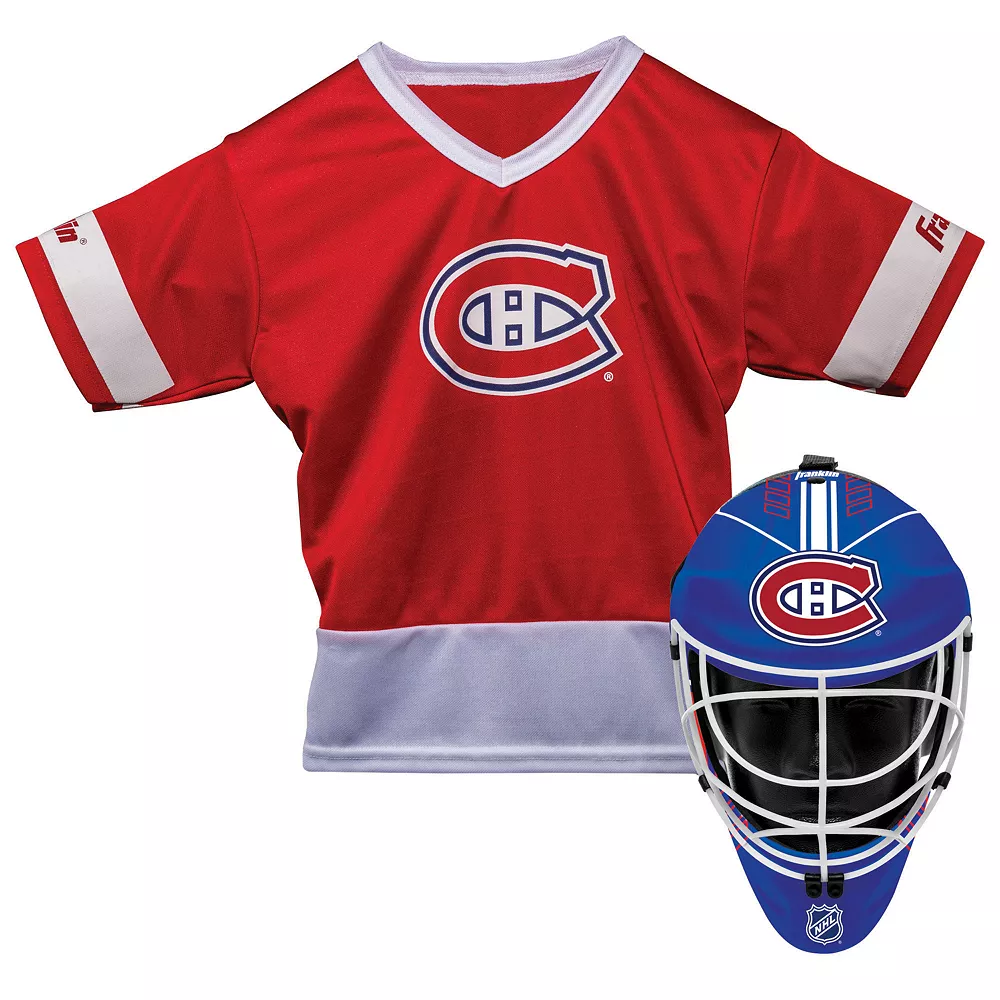 Youth Franklin Sports Montreal Canadiens Goalie Face Mask & Jersey Set 1 Youth Franklin Sports Montreal Canadiens Goalie Face Mask & Jersey Set