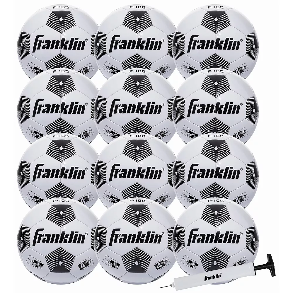Franklin Sports 12-Pack Size 4 F-100 Soccer Balls with Pump 1 Franklin Sports 12-Pack Size 4 F-100 Soccer Balls with Pump