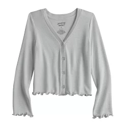 Girls 4-12 Jumping Beans® Lettuce-Edge Cardigan -Kohls shop 5241389 Gray