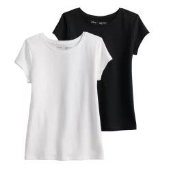 Girls 4-12 Jumping Beans® 2-Pack Short Sleeve Core Tee -Kohls shop 5289429 Black White