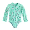 Toddler Girl Jumping Beans® Printed One-Piece Long Sleeve Swimsuit