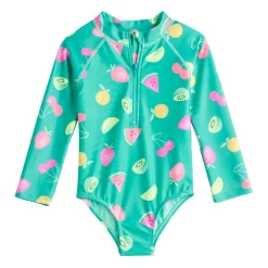 Toddler Girl Jumping Beans® Printed One-Piece Long Sleeve Swimsuit -Kohls shop 5356226 Mint Fruit