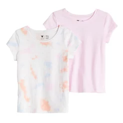 Toddler Girl Jumping Beans® Tie Dye & Solid Core Tees 2-Pack