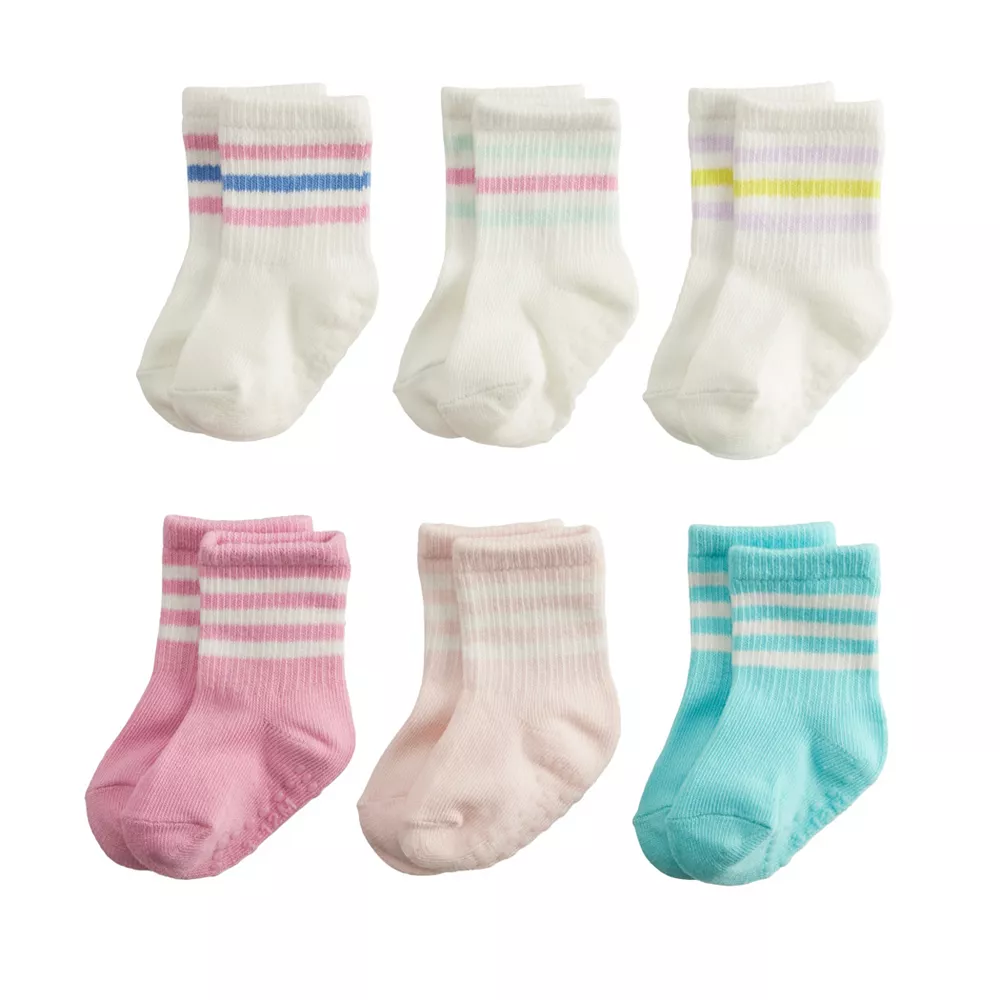 Baby / Toddler Girl Jumping Beans® 6-Pack Crew Socks 1 Baby / Toddler Girl Jumping Beans® 6-Pack Crew Socks