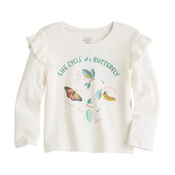 Toddler Girl Jumping Beans® Ruffle Shoulder Long Sleeve Tee -Kohls shop 5582722 Butterfly Ivory