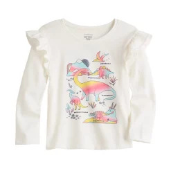 Toddler Girl Jumping Beans® Ruffle Shoulder Long Sleeve Tee -Kohls shop 5582722 Dinosaur Ivory