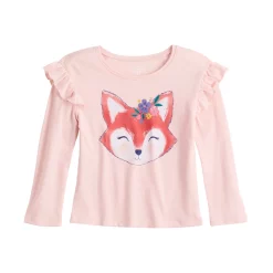 Toddler Girl Jumping Beans® Ruffle Shoulder Long Sleeve Tee -Kohls shop 5582722 Fox Pink
