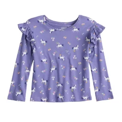 Toddler Girl Jumping Beans® Ruffle Shoulder Long Sleeve Tee -Kohls shop 5582722 Unicorn Purple