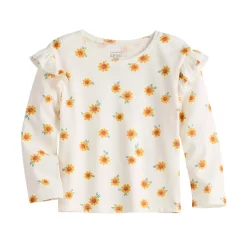 Girls 4-12 Jumping Beans® Long Sleeve Ruffle Shoulder Tee -Kohls shop 5583190 Sunflower Ivory