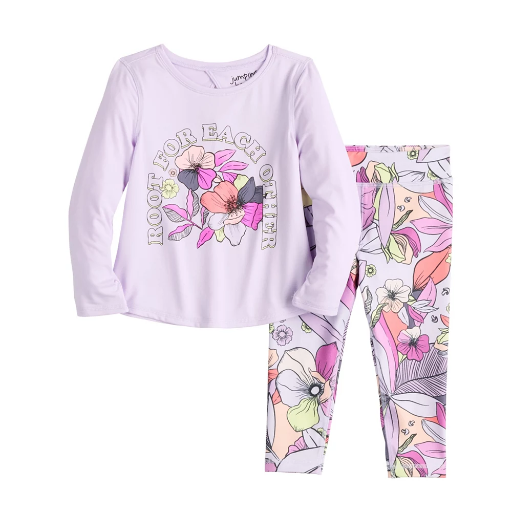 Toddler Girl Jumping Beans® Active Long Sleeve Keyhole Tee & Printed Leggings Set 2 Toddler Girl Jumping Beans® Active Long Sleeve Keyhole Tee & Printed Leggings Set - Image 2