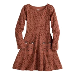 Toddler Girl Jumping Beans® Long Sleeve Core Knit Dress -Kohls shop 5587474 Cheetah