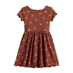 Toddler Girl Jumping Beans® Short Sleeve Ribbed Skater Dress -Kohls shop 5587476 Rust Rainbows
