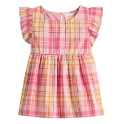 Toddler Girl Jumping Beans® Flutter Sleeve Baby Doll Top -Kohls shop 5587610 Pink Plaid