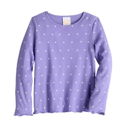 Girls 4-12 Jumping Beans® Ribbed Lettuce Edge Long Sleeve Tee -Kohls shop 5589262 Purple Hearts