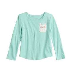 Toddler Girl Jumping Beans® Long Sleeve Embellished Pocket Tee -Kohls shop 5593133 Mint Unicorn
