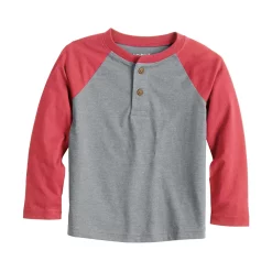Toddler Boy Jumping Beans® Long Sleeve Raglan Henley Tee -Kohls shop 5601152 Gray Red