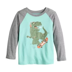 Toddler Boy Jumping Beans® Long Raglan Sleeve Graphic Tee -Kohls shop 5614172 Aqua Dino