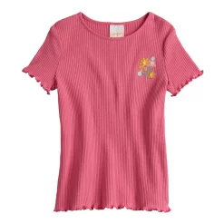 Girls 4-12 Jumping Beans® Lettuce Edge Embroidered Tee -Kohls shop 5624787 Pink