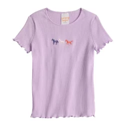 Girls 4-12 Jumping Beans® Lettuce Edge Embroidered Tee -Kohls shop 5624787 Purple