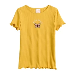 Girls 4-12 Jumping Beans® Lettuce Edge Embroidered Tee -Kohls shop 5624787 Yellow