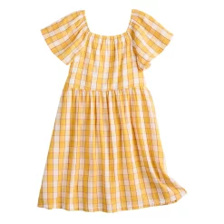 Girls 4-12 Jumping Beans® Flutter Sleeve Printed Dress -Kohls shop 5635815 Yellow Plaid