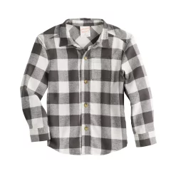 Toddler Boy Jumping Beans® Flannel Plaid Shirt -Kohls shop 5693930 White Gray