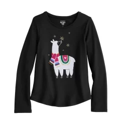 Girls 4-12 Jumping Beans® Long-Sleeve Cozy Tee -Kohls shop 5706003 Black Llama