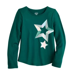 Girls 4-12 Jumping Beans® Long-Sleeve Cozy Tee -Kohls shop 5706003 Star Teal