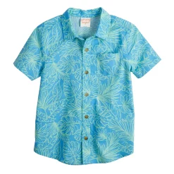Boys 4-8 Jumping Beans® Button Front Shirt -Kohls shop 5814063 Blue Palm Leaf