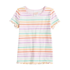 Girls 4-12 Jumping Beans® Lettuce Edge Top -Kohls shop 5829140 Multi Stripe