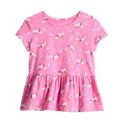 Toddler Girl Jumping Beans® Print Peplum Tee -Kohls shop 5834607 Pink Unicorn