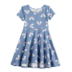 Toddler Girl Jumping Beans® Adaptive Hi-Low Skater Dress -Kohls shop 5842618 Blue Rainbow