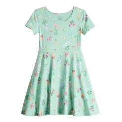 Girls 4-12 Jumping Beans® Adaptive Hi-Low Skater Dress -Kohls shop 5842624 Green Floral