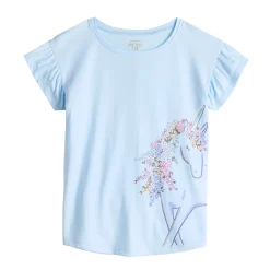 Girls 4-12 Jumping Beans® Flutter Sleeve Graphic Tee -Kohls shop 5856300 Blue Unicorn
