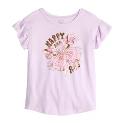 Girls 4-12 Jumping Beans® Flutter Sleeve Graphic Tee -Kohls shop 5856300 Purple Butterfly