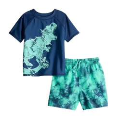 Toddler Boy Jumping Beans® Graphic Rash Guard & Printed Swim Trunks Swim Set -Kohls shop 5947186 Navy