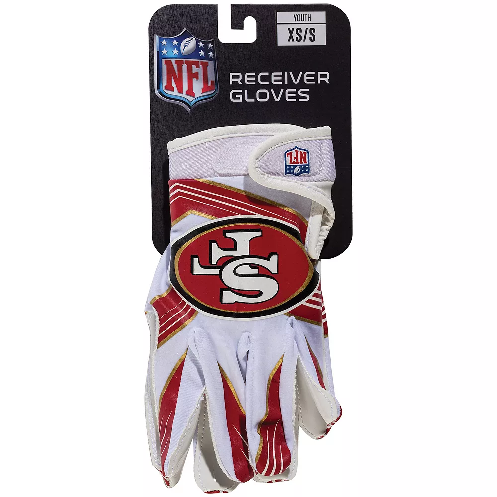 Franklin Sports San Francisco 49ERS Youth NFL Football Receiver Gloves 2 Franklin Sports San Francisco 49ERS Youth NFL Football Receiver Gloves - Image 2