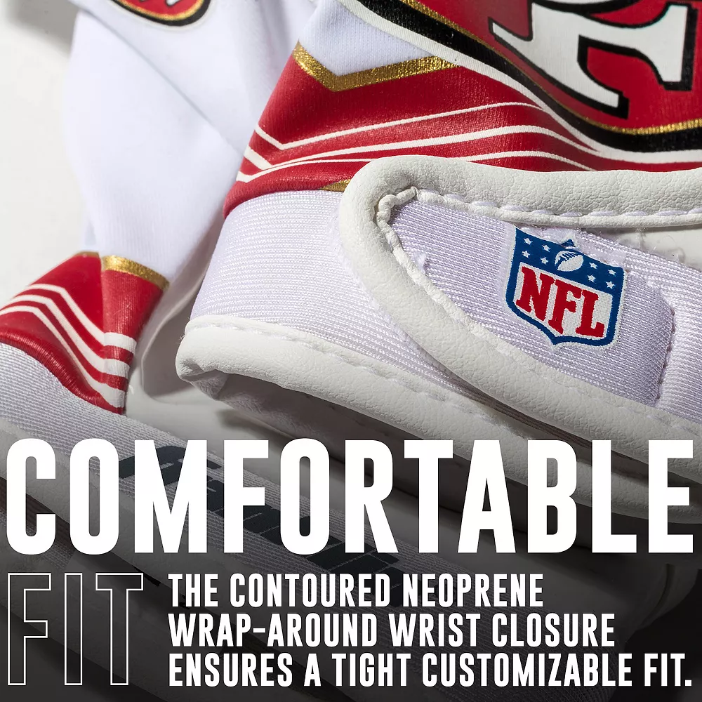 Franklin Sports San Francisco 49ERS Youth NFL Football Receiver Gloves 3 Franklin Sports San Francisco 49ERS Youth NFL Football Receiver Gloves - Image 3