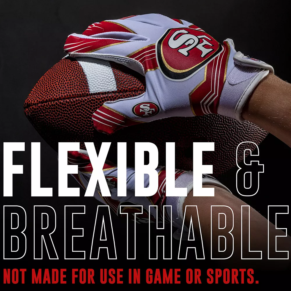 Franklin Sports San Francisco 49ERS Youth NFL Football Receiver Gloves 8 Franklin Sports San Francisco 49ERS Youth NFL Football Receiver Gloves - Image 8