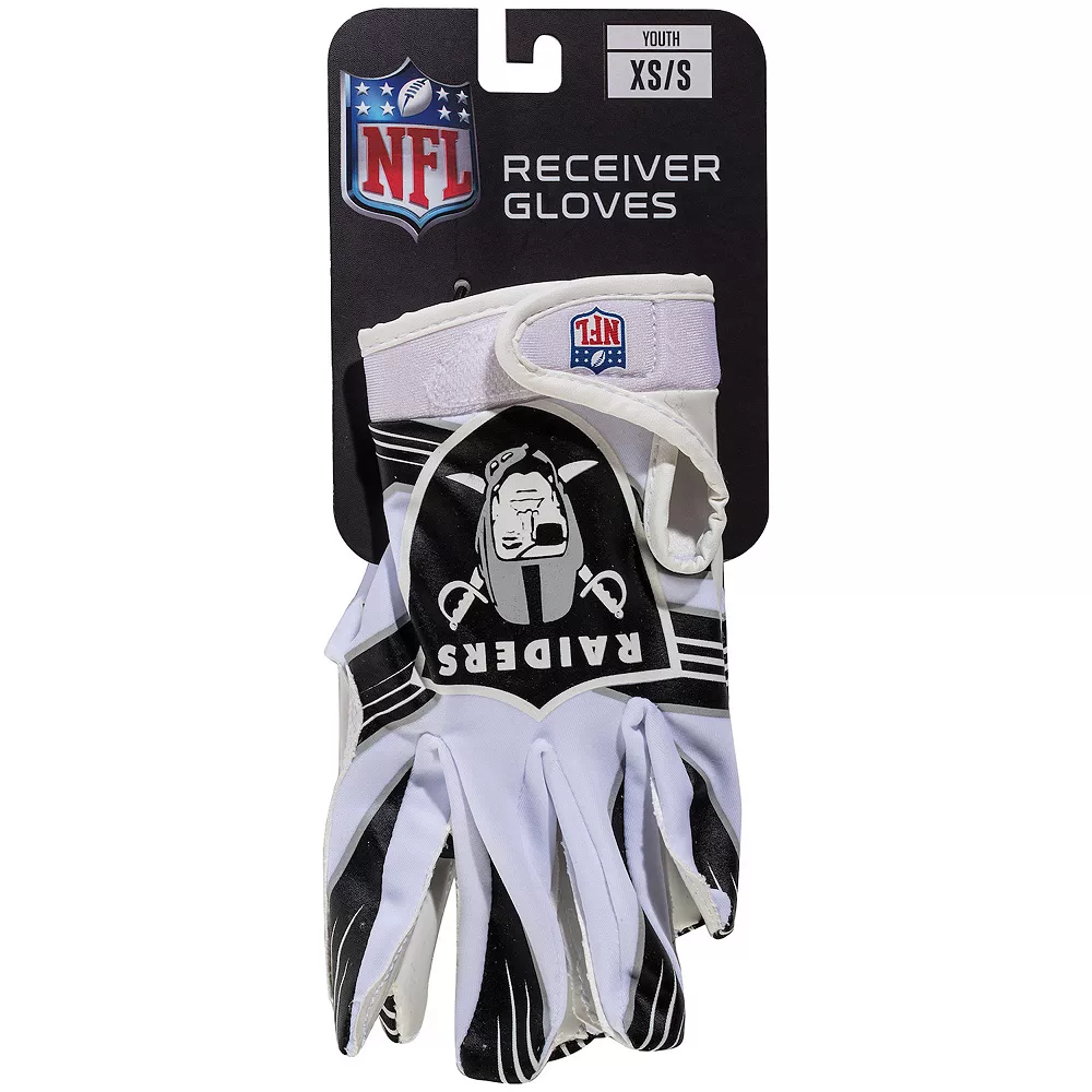 Franklin Sports Las Vegas Raiders Youth NFL Football Receiver Gloves 2 Franklin Sports Las Vegas Raiders Youth NFL Football Receiver Gloves - Image 2