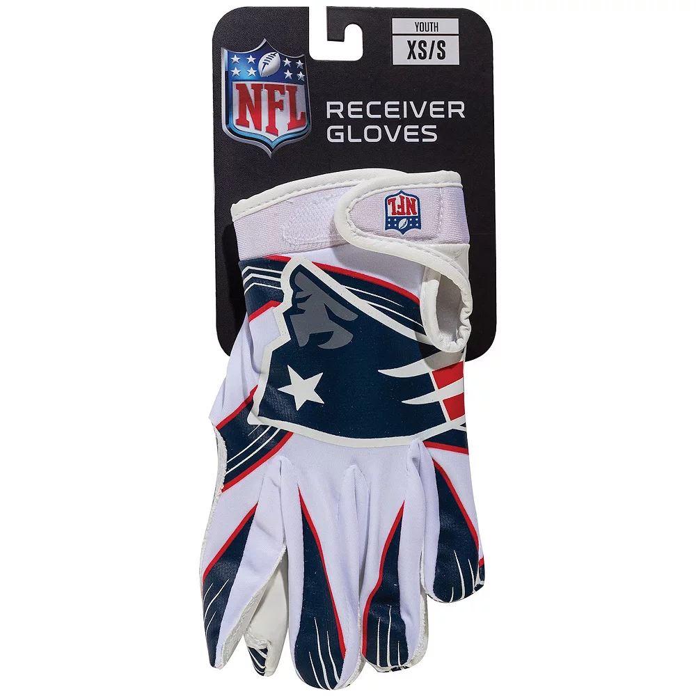 Franklin Sports New England Patriots Youth NFL Football Receiver Gloves 2 Franklin Sports New England Patriots Youth NFL Football Receiver Gloves - Image 2