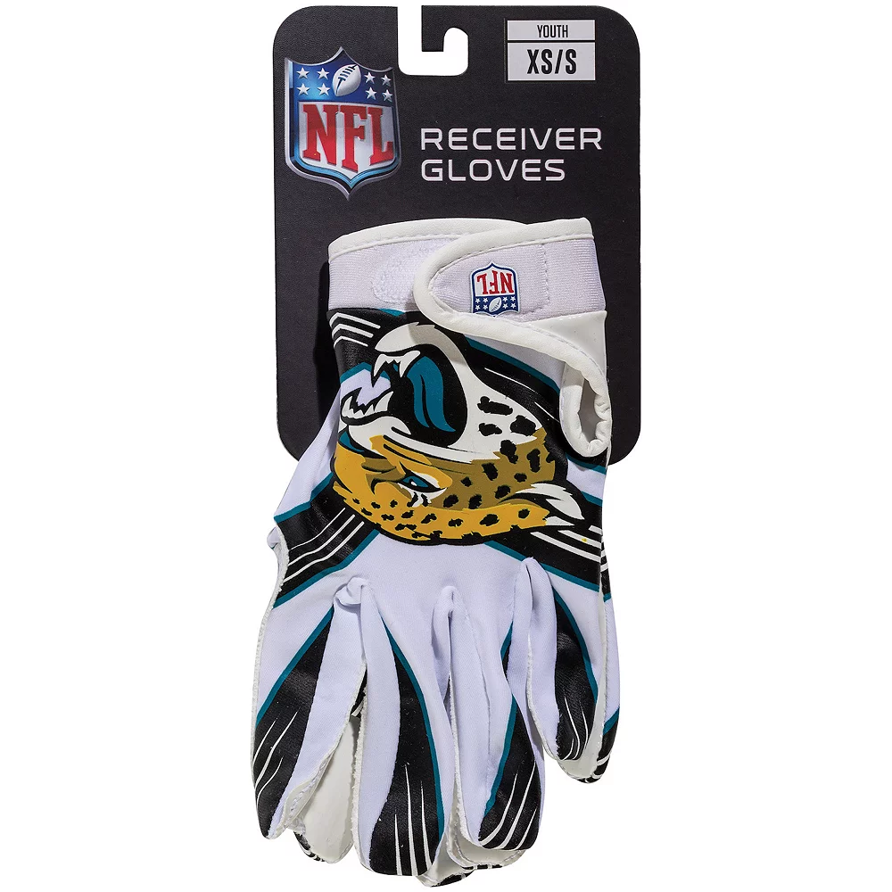 Franklin Sports Jacksonville Jaguars Youth NFL Football Receiver Gloves 2 Franklin Sports Jacksonville Jaguars Youth NFL Football Receiver Gloves - Image 2