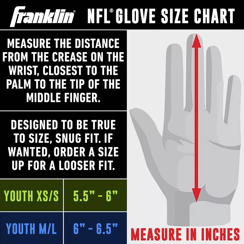 Franklin Sports Washington Commanders Youth NFL Football Receiver Gloves 3 Franklin Sports Washington Commanders Youth NFL Football Receiver Gloves - Image 3