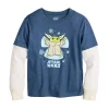 Boys 4-12 Jumping Beans® The Mandalorian Grogu aka Baby Yoda Snow Angel Thermal Sleeve Skater Tee - Size: 4