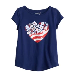 Girls 4-12 Jumping Beans® Physical Adaptive Double-Layer Tee -Kohls shop 6225795 Flag Heart Navy